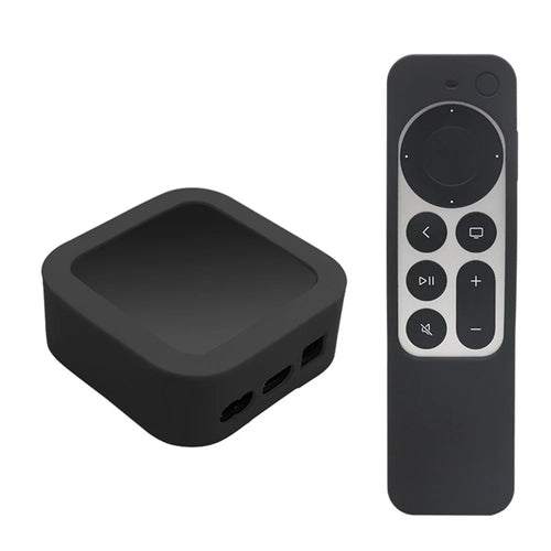 2Pcs/Set Anti-drop Set-top Box + Remote Control Soft Silicone Protective Cover for Apple TV 4K 2021 - Black - 1