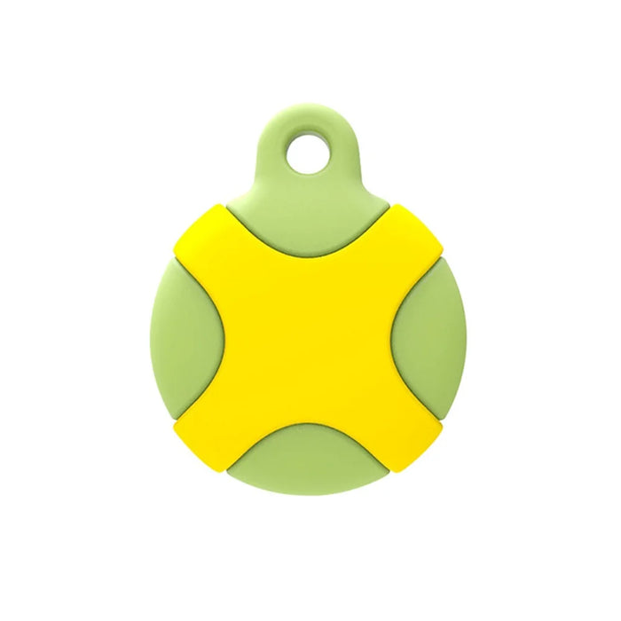 Round Waterproof Silicone Protective Case Cover for Apple AirTag Locator - Green/Yellow - 1