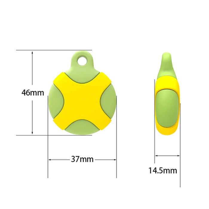 Round Waterproof Silicone Protective Case Cover for Apple AirTag Locator - Green/Yellow - 2