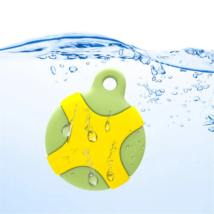 Round Waterproof Silicone Protective Case Cover for Apple AirTag Locator - Green/Yellow - 5