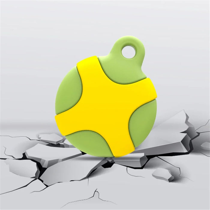Round Waterproof Silicone Protective Case Cover for Apple AirTag Locator - Green/Yellow - 6