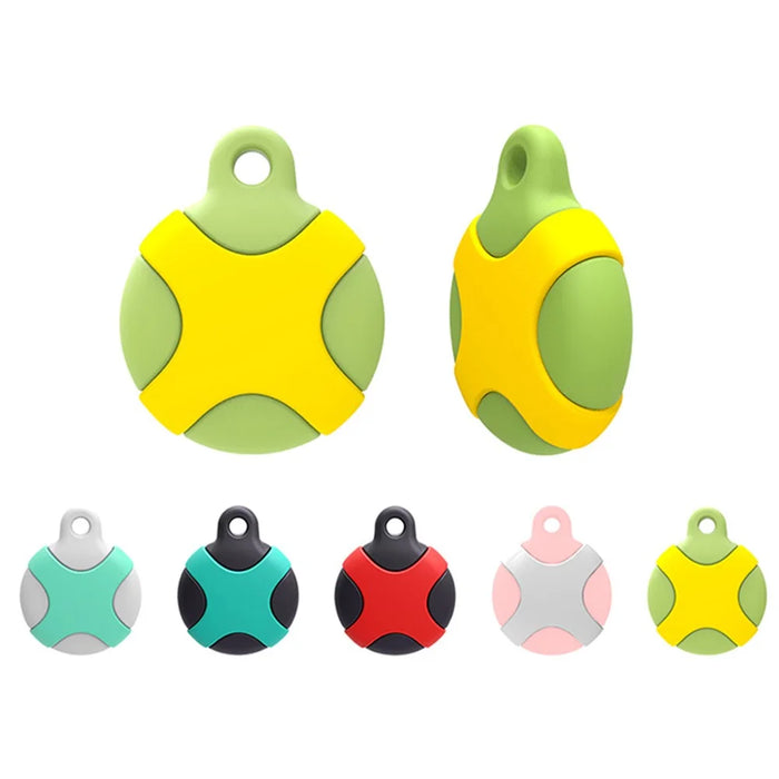 Round Waterproof Silicone Protective Case Cover for Apple AirTag Locator - Green/Yellow - 7