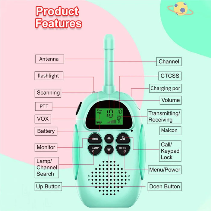 D01 Smart Wireless 3km Long-distance Walkie Talkie Parent-child Voice Interphone Interactive Toy - Blue/Pink - 5