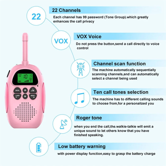 D01 Smart Wireless 3km Long-distance Walkie Talkie Parent-child Voice Interphone Interactive Toy - Blue/Pink - 6