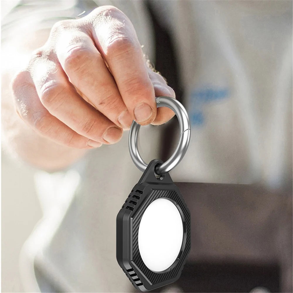 Rhombus Carbon Fiber Texture Anti-Lost Protective Silicone Case with Ring Buckle for Apple AirTag Bluetooth-compatible Locator - Green - 2