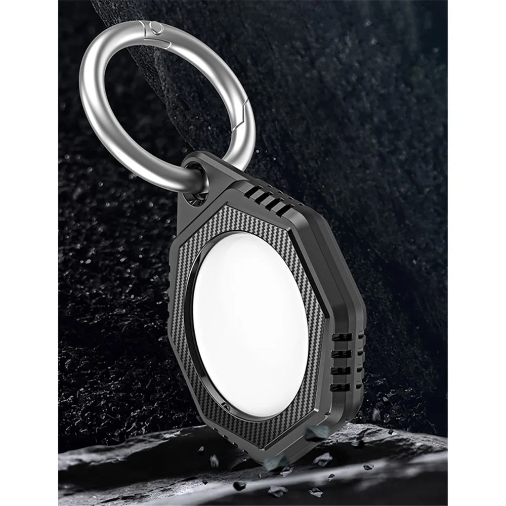 Rhombus Carbon Fiber Texture Anti-Lost Protective Silicone Case with Ring Buckle for Apple AirTag Bluetooth-compatible Locator - Green - 4