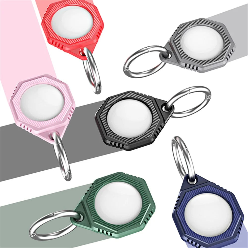 Rhombus Carbon Fiber Texture Anti-Lost Protective Silicone Case with Ring Buckle for Apple AirTag Bluetooth-compatible Locator - Green - 5