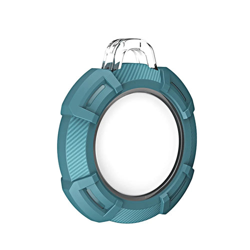 Carbon Fiber Anti-Scratch Silicone Protective Case Cover with Ring Buckle for Apple AirTag Bluetooth-compatible Locator - Green - 1