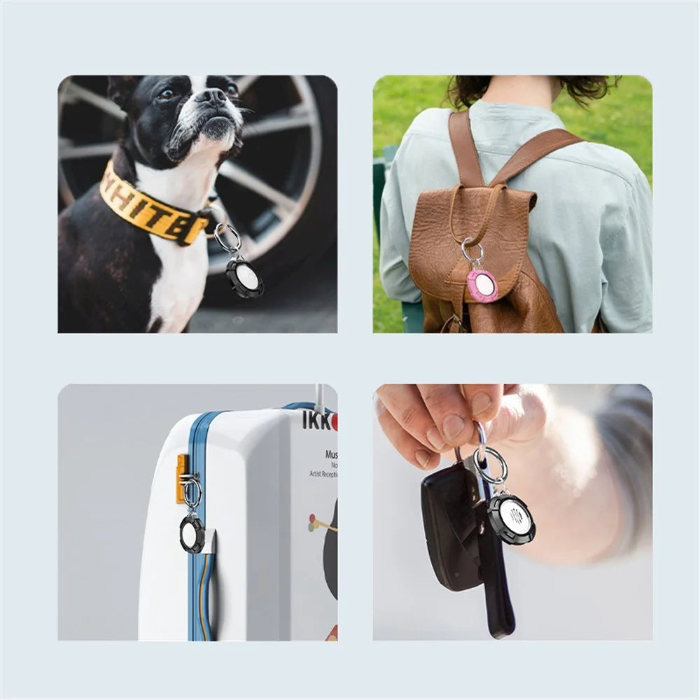 Carbon Fiber Anti-Scratch Silicone Protective Case Cover with Ring Buckle for Apple AirTag Bluetooth-compatible Locator - Green - 5