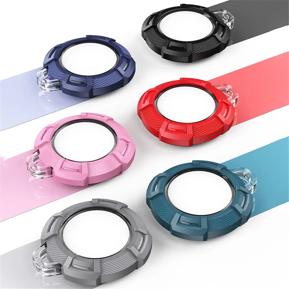 Carbon Fiber Anti-Scratch Silicone Protective Case Cover with Ring Buckle for Apple AirTag Bluetooth-compatible Locator - Green - 6