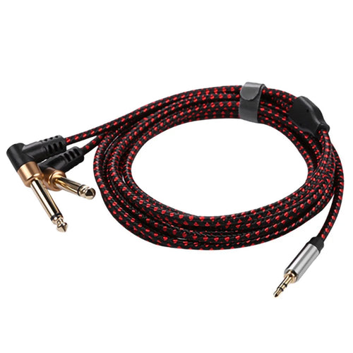 3m JY-03 3.5mm to 2*6.35mm Right Angled Male to Male Gold Plated Plug AUX Splitter Cable Audio Cord - 1