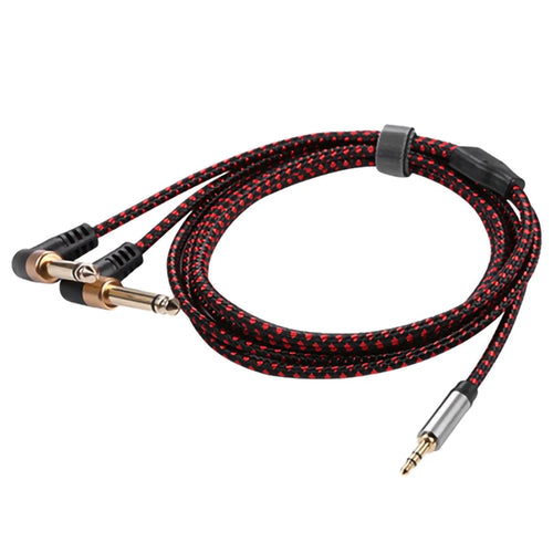 2m JY-02 3.5mm to 2*6.35mm 90 Degree Male to Male AUX Splitter Audio Cord - 1