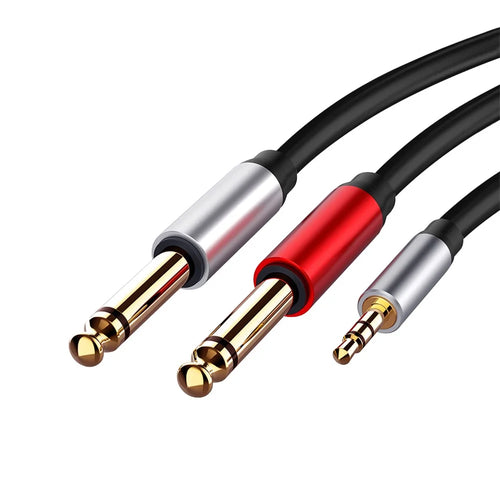 035 3.5mm to Dual 6.35mm/6.5mm Male to Male AUX Audio Cable for Phone MP3 Speaker 1.8m - 1
