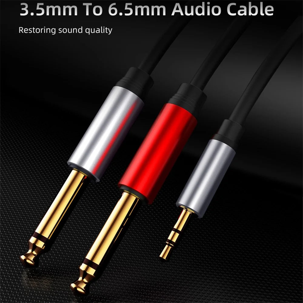 035 3.5mm to Dual 6.35mm/6.5mm Male to Male AUX Audio Cable for Phone MP3 Speaker 1.8m - 3
