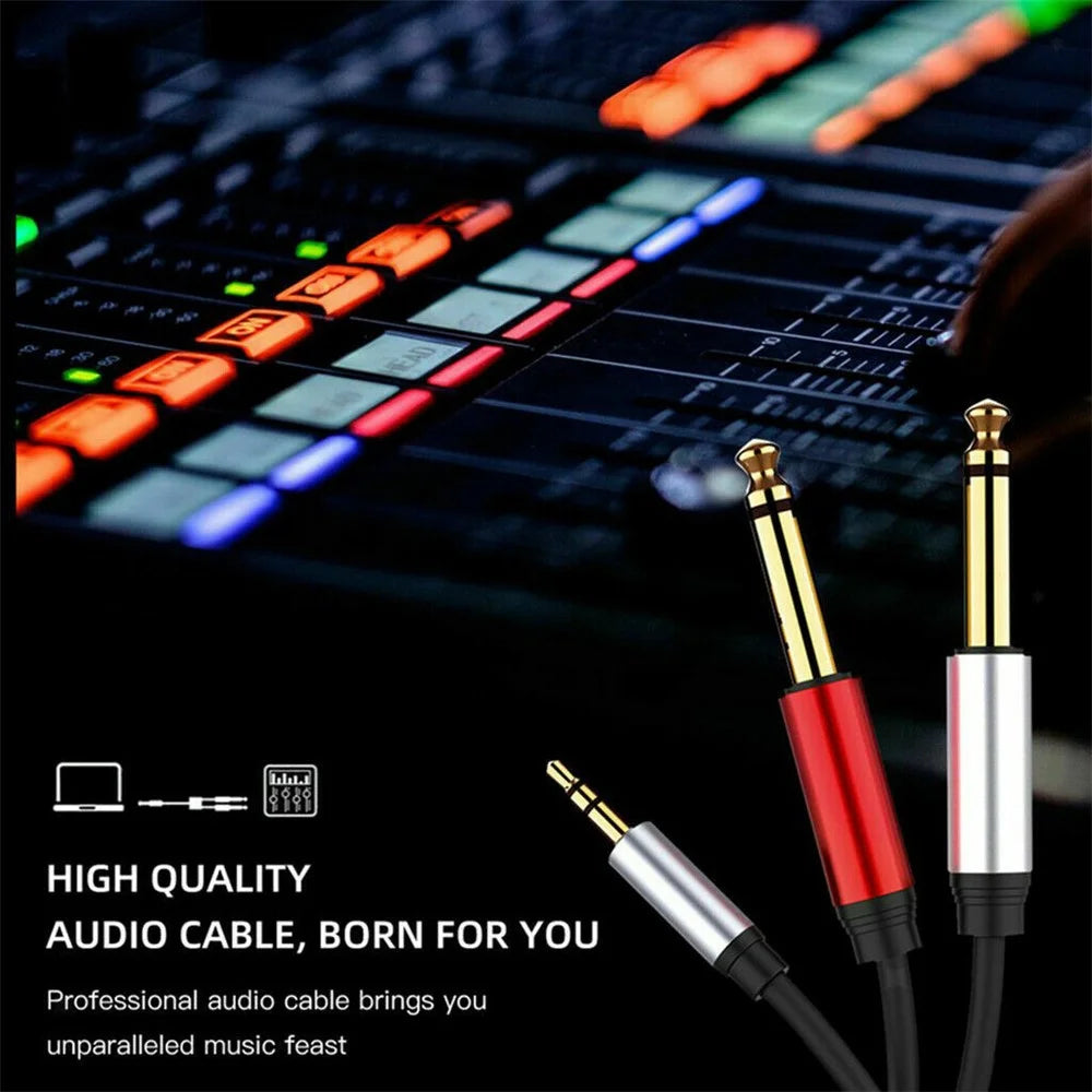 035 3.5mm to Dual 6.35mm/6.5mm Male to Male AUX Audio Cable for Phone MP3 Speaker 1.8m - 7