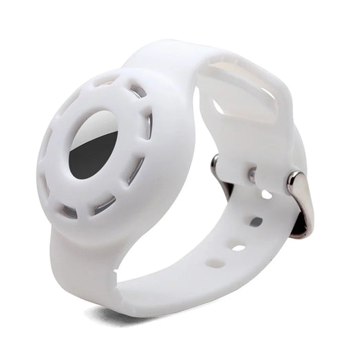 Watch Band Design Anti-Lost Protective Cover Case Kids Silicone Wrist Strap for Apple AirTag Tracker - White - 1
