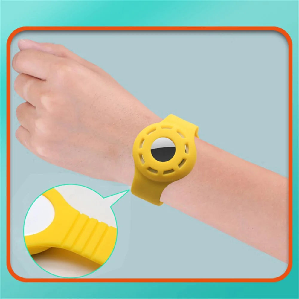 Watch Band Design Anti-Lost Protective Cover Case Kids Silicone Wrist Strap for Apple AirTag Tracker - White - 2