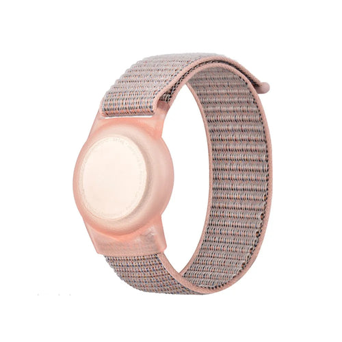 For Apple AirTag Tracker Anti-Lost TPU Protective Case Watch Band Design Loop Nylon Bracelet Strap - Dusty Pink / L - 1