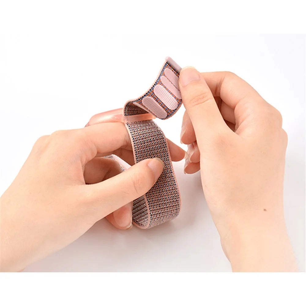 For Apple AirTag Tracker Anti-Lost TPU Protective Case Watch Band Design Loop Nylon Bracelet Strap - Dusty Pink / L - 3