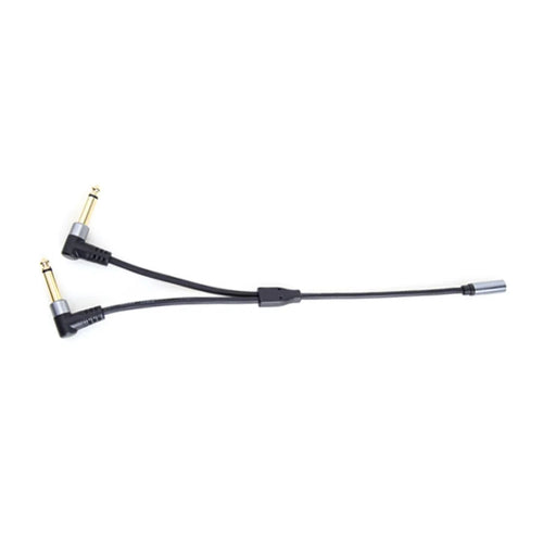 3.5mm Female to Dual 6.35mm Male Elbow Y Splitter Cable Audio Conversion Cord - 1