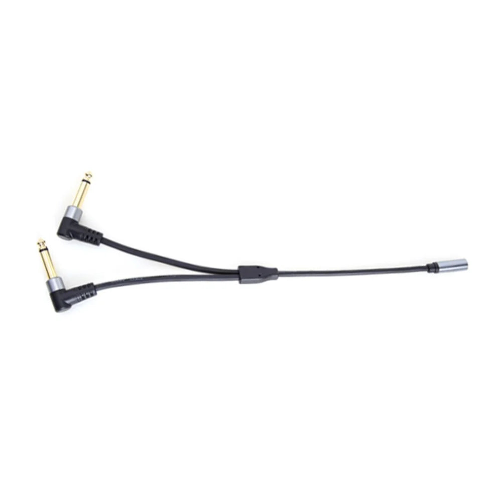 3.5mm Female to Dual 6.35mm Male Elbow Y Splitter Cable Audio Conversion Cord - 1