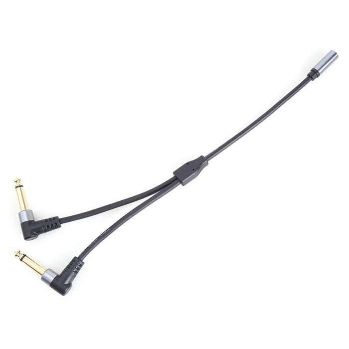 3.5mm Female to Dual 6.35mm Male Elbow Y Splitter Cable Audio Conversion Cord - 3