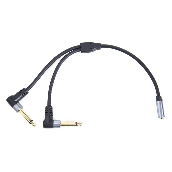 3.5mm Female to Dual 6.35mm Male Elbow Y Splitter Cable Audio Conversion Cord - 4