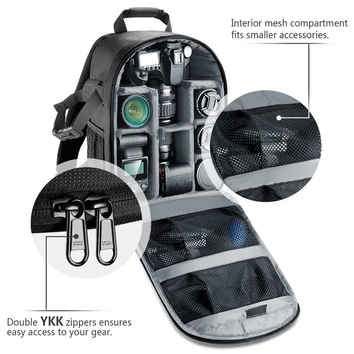 NEEWER Large Storage Space Travel Backpack Multifunctional Protective Bag Case Camera Shoulders Backpack - Grey - 3