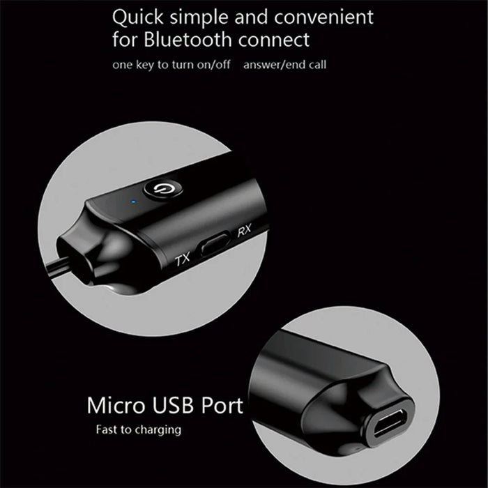 B12 Bluetooth-compatible 5.0 Transmitter Receiver Rechargeable 3.5mm Aux Audio Adapter for PC TV Car - 5
