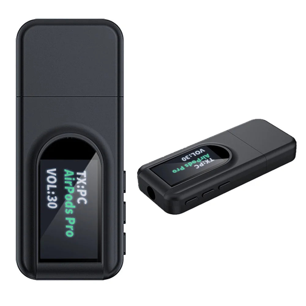 T1 Bluetooth-compatible 5.0 Receiver Transmitter with Display Screen Mini USB 3.5mm Audio Wireless Adapter for TV PC Car Headphone - 1