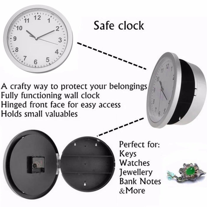 2 in 1 Hidden Safe Box Large Wall Clock Secret Security Case Money Jewellery Container Cash Safe Box for Home Office - 3