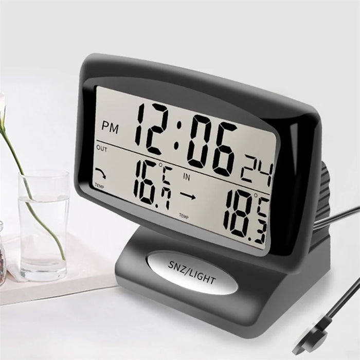 SH-350 Car Thermometer Digital Alarm Clock Auto Vehicles Temperature Gauge with Backlight Car Accessories - 3
