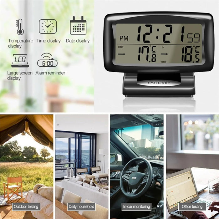 SH-350 Car Thermometer Digital Alarm Clock Auto Vehicles Temperature Gauge with Backlight Car Accessories - 5