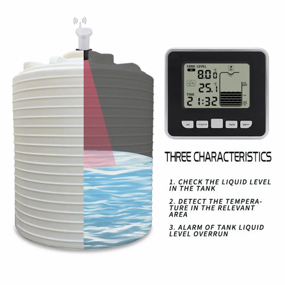 TS-FT002 Ultrasonic Level Meter Multi-Function Water Tank Liquid Level Gauge Sensor with Temperature Indicator LCD Digital Display - 4