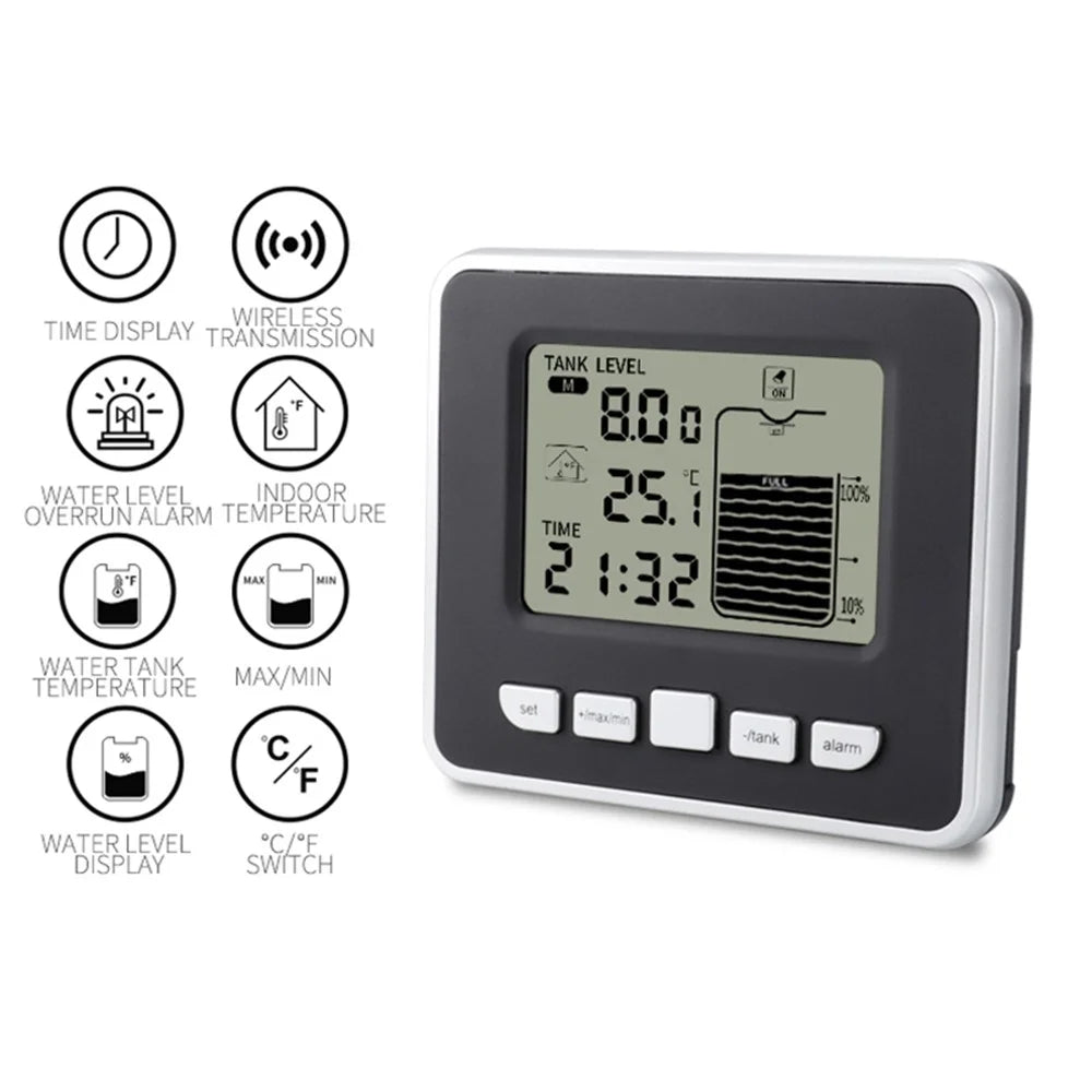 TS-FT002 Ultrasonic Level Meter Multi-Function Water Tank Liquid Level Gauge Sensor with Temperature Indicator LCD Digital Display - 5