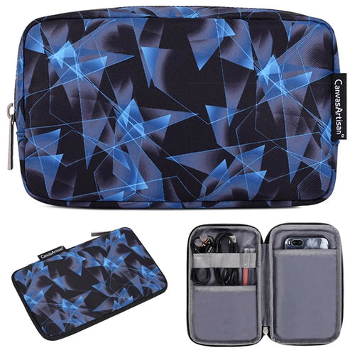 CANVASARTISAN H11-S21 Diamond Pattern Printed Electronics Digital Accessories Polyester Storage Bag Pouch for USB Data Cable Headphone Charger - 1