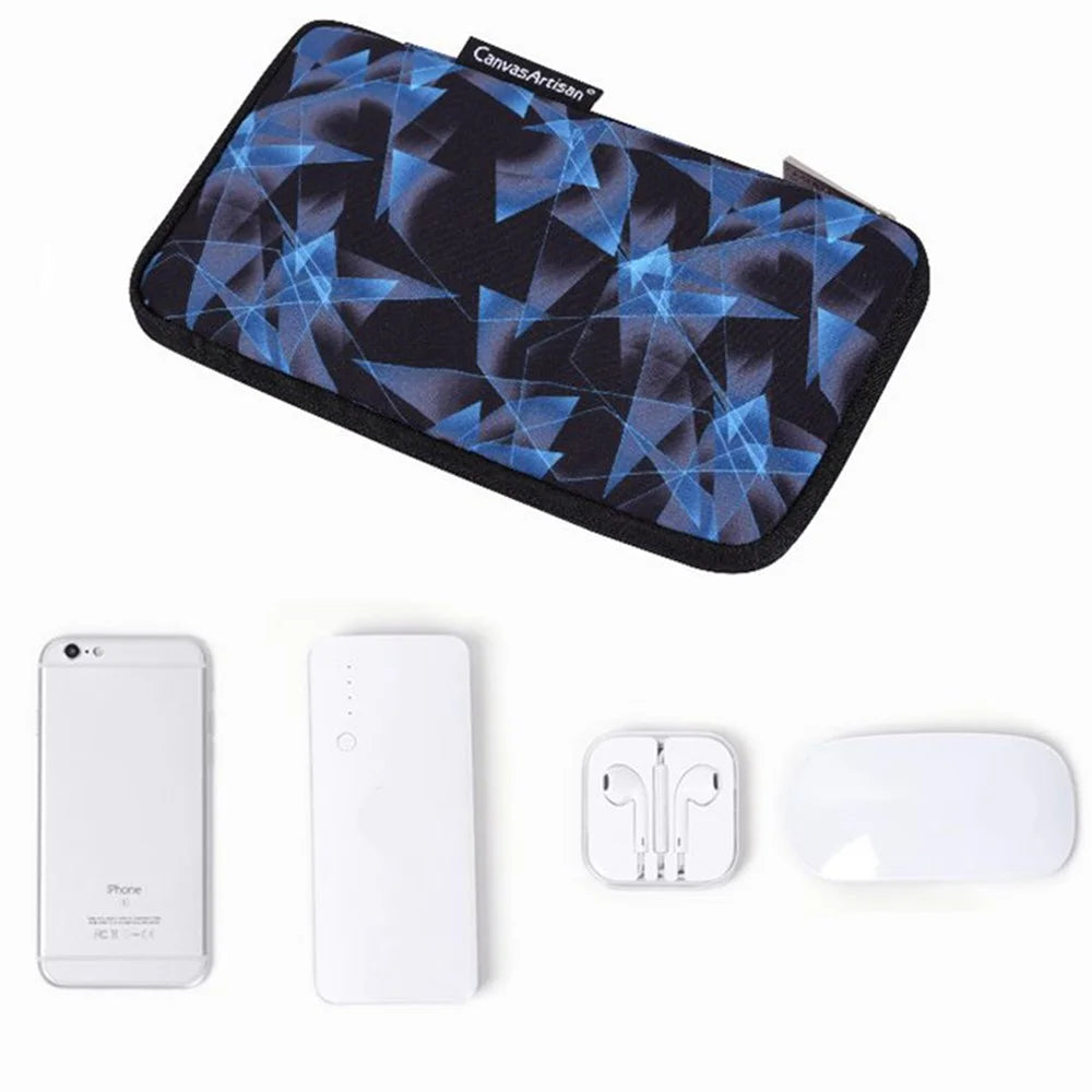 CANVASARTISAN H11-S21 Diamond Pattern Printed Electronics Digital Accessories Polyester Storage Bag Pouch for USB Data Cable Headphone Charger - 7
