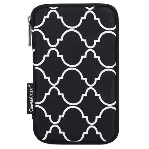 CANVASARTISAN H39-S21 Polyester Grid Texture Printed Electronics Digital Accessories Storage Bag Pouch for USB Data Cable Headphone Charger - Black - 2