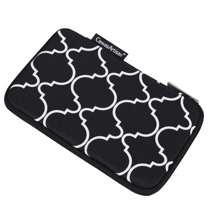 CANVASARTISAN H39-S21 Polyester Grid Texture Printed Electronics Digital Accessories Storage Bag Pouch for USB Data Cable Headphone Charger - Black - 7