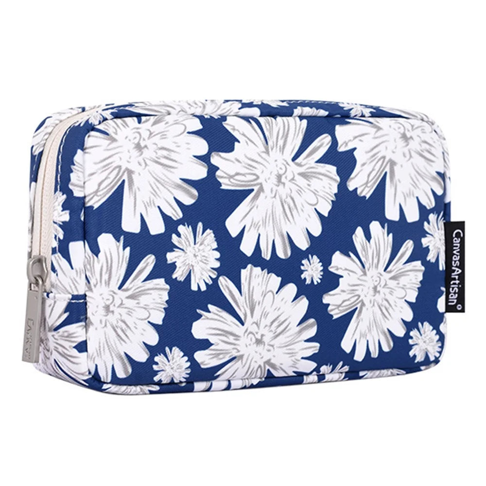 CANVASARTISAN H34-S11 Chrysanthemum Pattern Polyester Zipper Earphone Charger Mouse Case Digital Accessories Storage Bag - 1