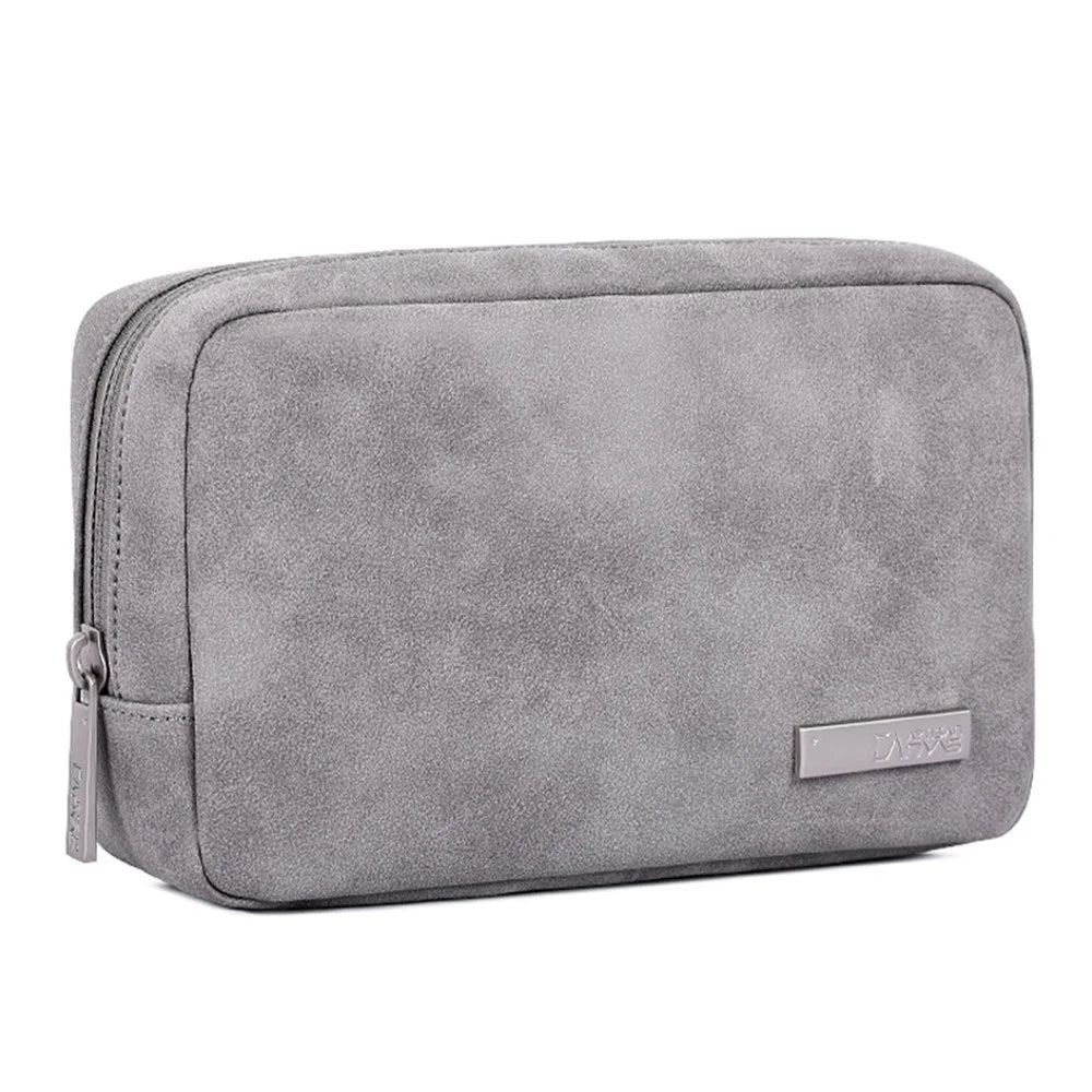 CANVASARTISAN L11-S11 Solid Color Phone Power Bank Earphone Case Pouch PU Leather Digital Accessories Storage Bag - Grey - 1