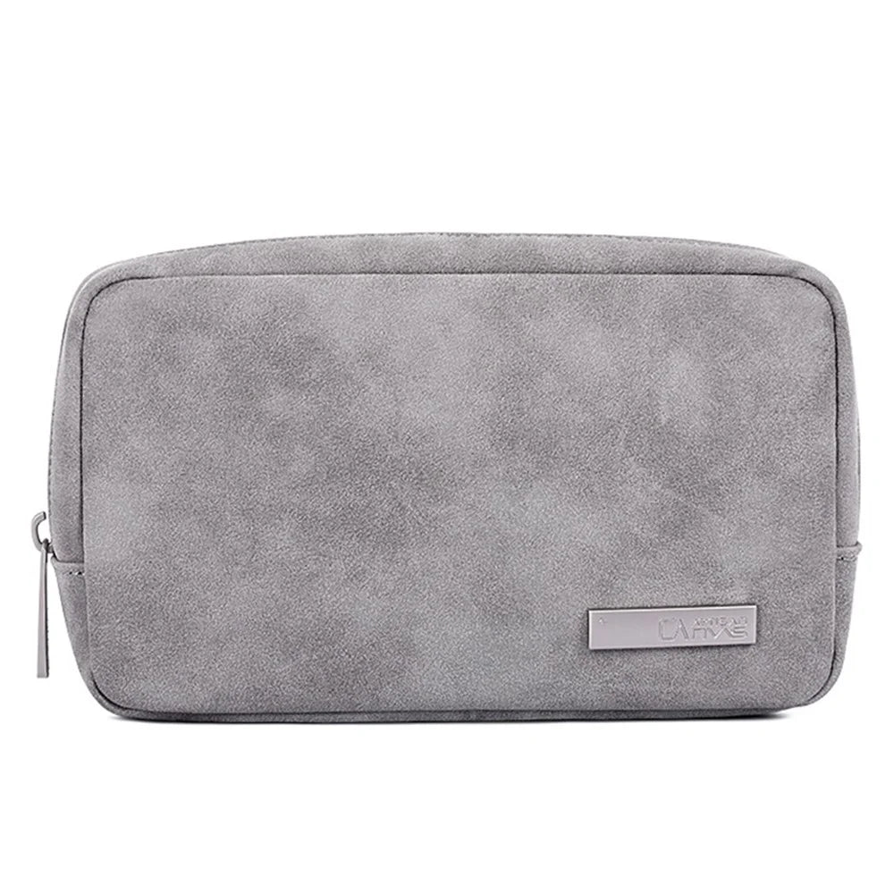 CANVASARTISAN L11-S11 Solid Color Phone Power Bank Earphone Case Pouch PU Leather Digital Accessories Storage Bag - Grey - 2