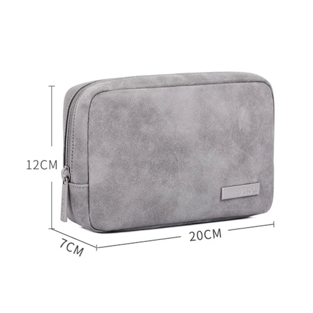 CANVASARTISAN L11-S11 Solid Color Phone Power Bank Earphone Case Pouch PU Leather Digital Accessories Storage Bag - Grey - 5