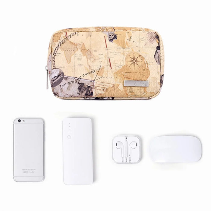 CANVASARTISAN G3-S11 Nautical Chart Map Pattern PU Leather Digital Accessories Storage Bag Case for Charger Mouse Cable - 4