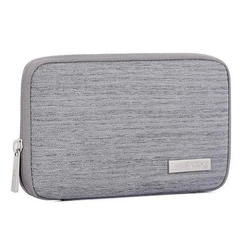 CANVASARTISAN L28-S21 Solid Color Cloth Texture Polyester Digital Accessories Organizer Storage Bag Case for Earphone Charger Mouse - Grey - 1