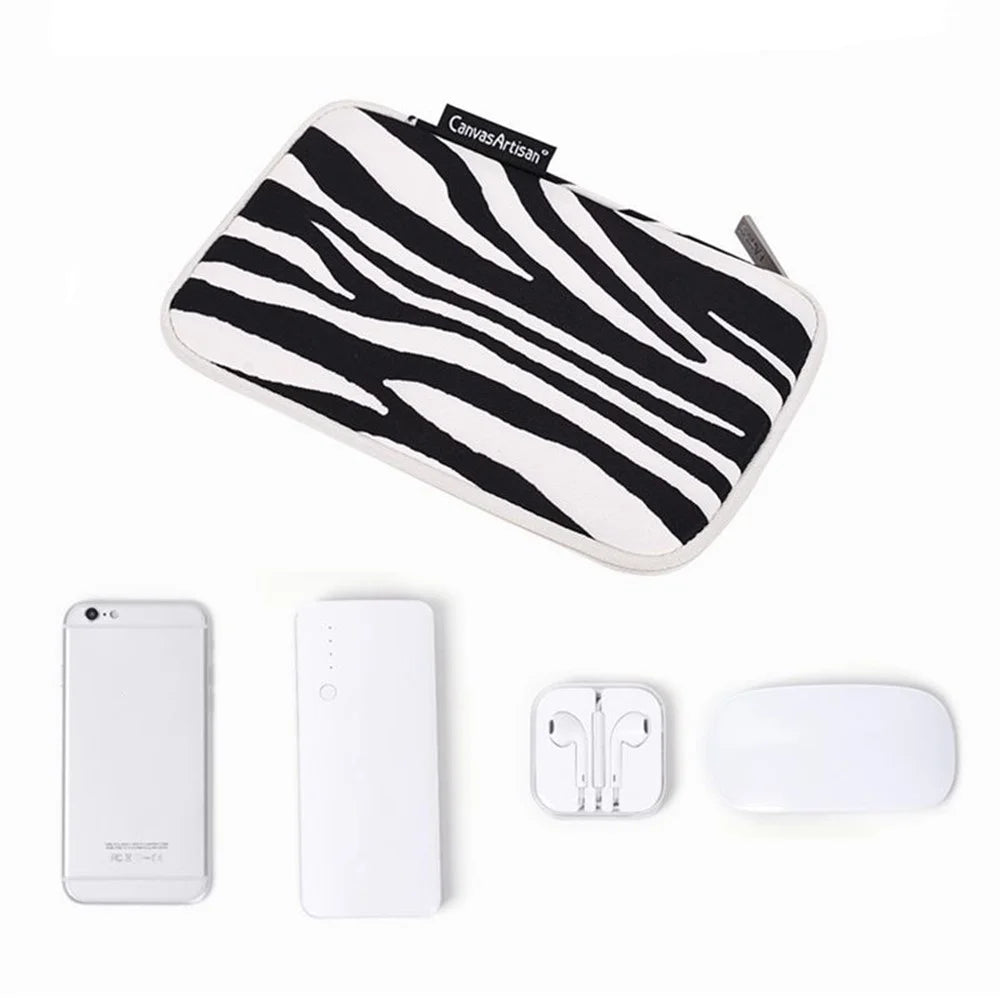CANVASARTISAN H33-S21 Zebra Stripes Polyester Digital Accessories Storage Bag Power Bank Phone Charger Mouse Storage Case - 3