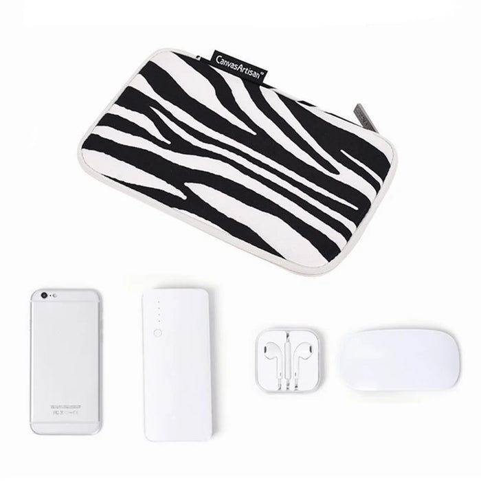 CANVASARTISAN H33-S21 Zebra Stripes Polyester Digital Accessories Storage Bag Power Bank Phone Charger Mouse Storage Case - 3