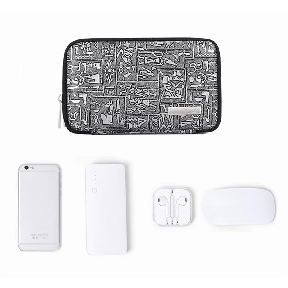 CANVASARTISAN L27-S21 PU Leather Egpyt Style Case Digital Accessories Storage Bag Pouch for Phone Charger Mouse - 3