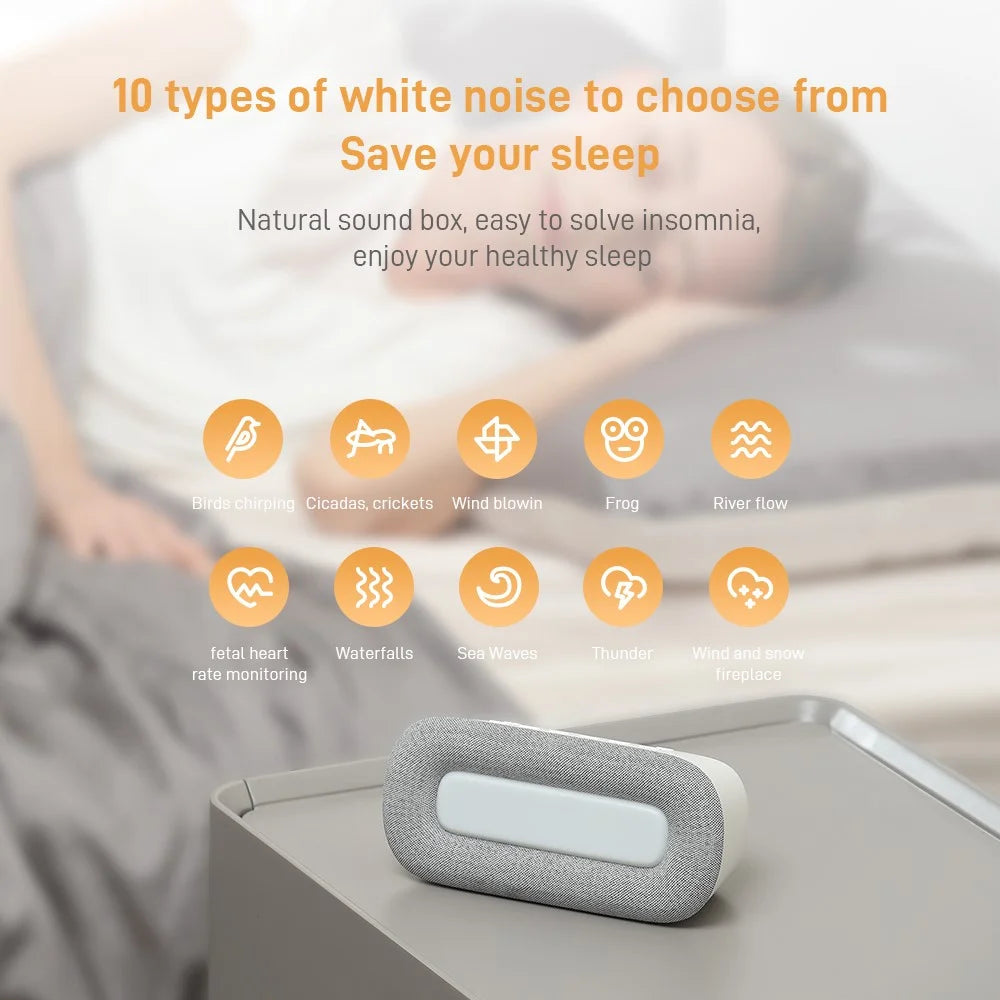 HE-BOO2 White Noise Machine Night Light Portable Sleep Noise Maker Machine 10 Soothing Sounds Machine for Home Office Travel - Black - 6