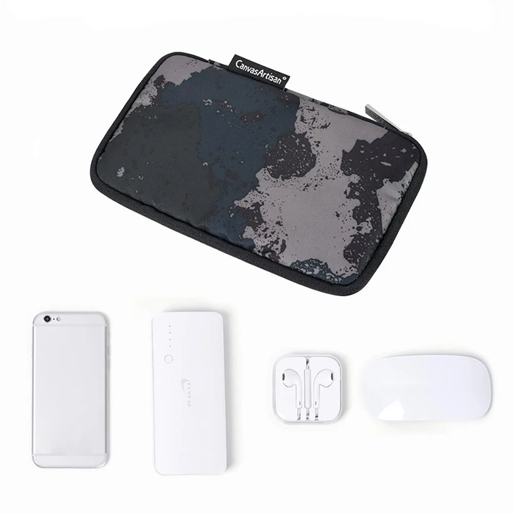 CANVASARTISAN H7-S21 Camouflage Style Electronic Organizer Small Travel Organizer Bag Hard Drives Cables Phone Pouch - Grey - 4